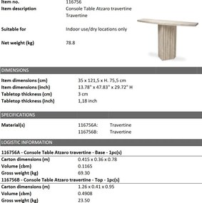 Consola LUX din travertin stil Art Deco Atzaro