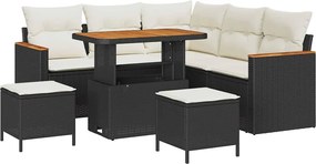 vidaXL Set de canapele pentru grădină 8 pcs Negru poliratan