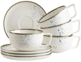 Mäser 8 bucăți set de cești de cafea Pintar Albpuncte albastre