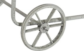 Măsuță de cafea dreptunghiulară din lemn masiv și metal, natur și gri, pe roți, finisaj patinat, 46 x 110 x 67 cm, „Ravelo” – Ethnic Collections