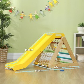 AIYAPLAY Set 5 în 1 pentru Cățărat pentru Copii cu Triunghi Montessori cu Frânghie, 119x63x61 cm, Multicolor | Aosom Romania