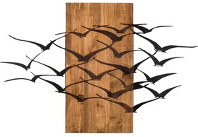 Decorațiune de perete 86x58 cm lemn/metal păsări