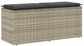 vidaXL Bancă de grădină cu pernă Gri deschis 110x40x44 cm Poly Ratan