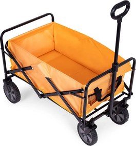 Cărucior de transport pliabil 100 kg – cărucior de grădină și plajă cu roți Portocalie