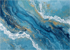 Tablou pe sticlă - Marmură bleu cu aur II. (70x50 cm)