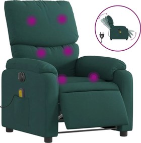 vidaXL Fotoliu electric de masaj rabatabil, verde închis, textil