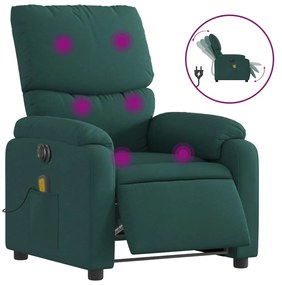 3204818 vidaXL Fotoliu electric de masaj rabatabil, verde închis, textil