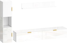 HOMCOM Mobilier TV suspendat cu uși rabatabile Centru entertainment Raft de perete Dulap 180 cm Alb lucios | Aosom Romania