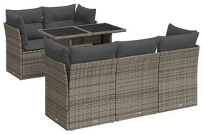 3326101 vidaXL Set mobilier grădină cu perne, 6 piese, gri, poliratan