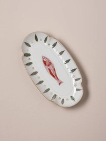 Platou oval din ceramică, roșu, 23×12 cm, "Marine"