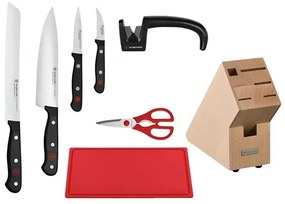 Wüsthof - Set de 8 cuțite de bucătărie în bloc GOURMET, cu ascuțitor și tocător