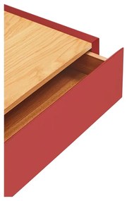 Noptieră roșie suspendată cu blat cu aspect de lemn de stejar Arista – Teulat