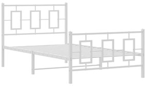 374302 vidaXL Cadru de pat metalic cu tăblie de cap/picioare, alb, 100x190 cm