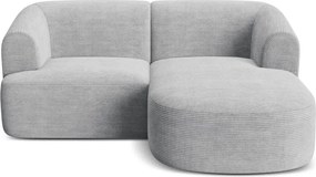 Colțar gri deschis cu tapițerie din catifea reiată (cu colț pe partea dreaptă/cu șezlong) Campi – Cosmopolitan Design