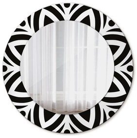Oglinda rotunda rama cu imprimeu Ornament geometric negru