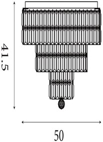Lustra baie metal alama antic, cristal transparent Empire 6L, IP44