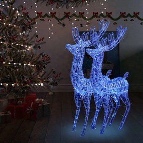 Ren de Craciun 250 LED-uri, 2 buc., albastru, 180 cm, acril XXL 2, Albastru, 96 x 40 x 180 cm