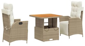 3277471 vidaXL Set mobilier de grădină cu perne, 3 piese, bej, poliratan