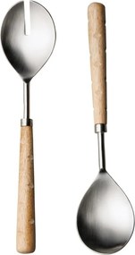 Set 2 ustensile pentru servire salata, din otel, cu maner din lemn, Impression