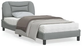 3207737 vidaXL Cadru de pat cu tăblie, gri deschis, 90x190 cm, textil