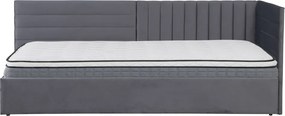 Pat cu somieră, 90x200, ţesătură gri Velvet, MEVIA