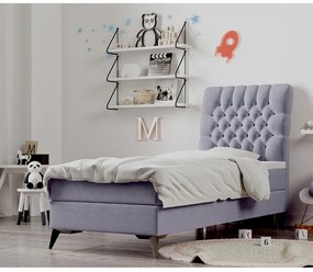 Pat boxspring, pat de o persoană, gri, 90x200, dreapta, BARY