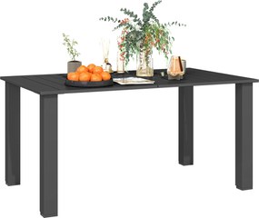Outsunny Masă de grădină pentru 4-6 persoane, masă de dining pentru exterior cu orificiu pentru umbrelă, blat cu lamele 150 x 90 x 73 cm, negru | Aosom Romania