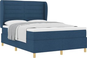 vidaXL Pat cu arcuri cu saltea albastru 190 x 140 cm țesătură