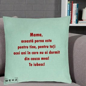 Cadou pentru Mama - Perna Personalizata Perna pentru Mama, 40x40 cm, Verde Menta, Husa Detasabila, Perna Inclusa, BEKZ®