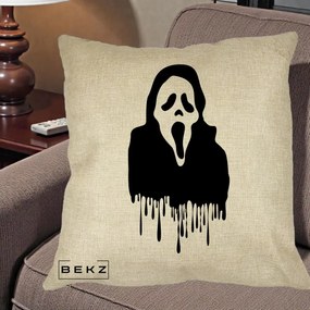 Perna Personalizata Halloween Ghostface Scream Picurand, 40x40 cm, Crem, Husa Detasabila, Perna Inclusa, BEKZ®