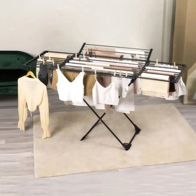 Uscător de haine KH 2043, 27 m, până la 20 kg, pliabil, oțel, negru