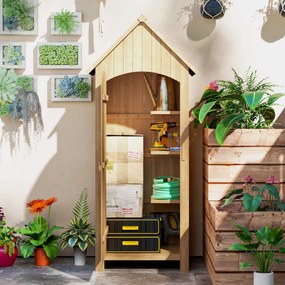 Outsunny Magazie de Scule, casuta de Gradina,  sopron din Lemn, Impermeabila cu Usi si Rafturi 77.5x54.2x179.5cm | Aosom Romania