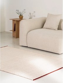 Covor roșu/bej țesut manual din lână 140x200 cm Lenu – noo.ma