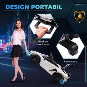 HOMCOM Mașinuță Electrică pentru Copii 3-5 Ani cu Uși Fluture, Mașinuță Electrică cu Telecomandă, 107,5x63x42 cm, Alb | Aosom Romania