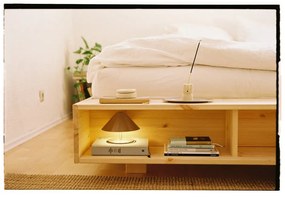 Pat matrimonial în culoare naturală din lemn de pin cu somieră 180x200 cm Merge – Karup Design