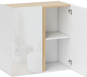 HOMCOM Bufet cu finisaj lucios, mobilier de depozitare cu 2 uși cu închidere amortizată și raft reglabil, 80x40x80cm, alb | Aosom Romania