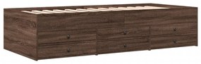 3280894 vidaXL Cadru de pat cu sertare, stejar maro, 75x190 cm, lemn prelucrat