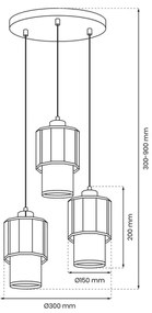 Lustră pe cablu BLANCO 3xE27/60W/230V albă