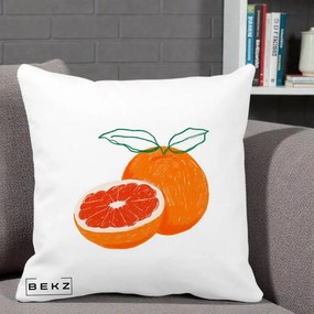 Perna Decorativa Grepfrut Citrus, 40x40 cm, Alba Mata, Husa Detasabila, Perna Inclusa, BEKZ®
