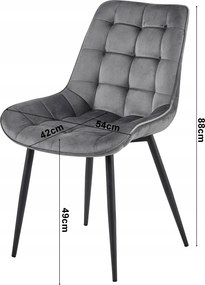 Scaun de catifea roz BERA cu picioare negre