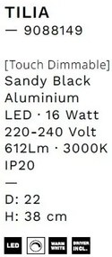 Veioza LED design minimalist TILIA negru