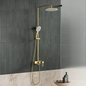 Coloana de dus cu baterie monocomanda FDesign Zaffiro finisaj auriu periat