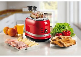 Prajitor de paine Ariete MODERNA 0149/00, 815W, 2 felii, 3 functii, 6 trepte, Tava firimituri detasabila, Rosu