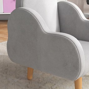 ZONEKIZ Fotoliu pentru Copii în Stil Scandinav cu Cotiere, Fotoliu din Material Textil pentru Copii până la 3 ani, 46x51x55 cm, Gri | Aosom Romania