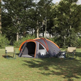 vidaXL Cort de Camping Gri și portocaliu 308 x 268 x 130 cm Poliester