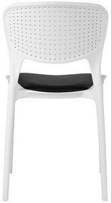 TODO Alb cu pernă neagră - SCAUN MODERN PENTRU BUCĂTĂRII, GRĂDINI, CAMERE DE CAFEA (FIXE)