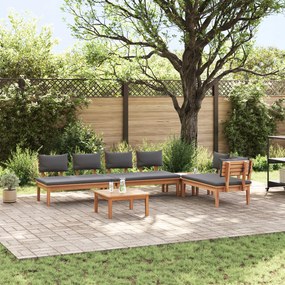 vidaXL Set de dining pentru grădină de 5 piese cu perne - din lemn solid de tec