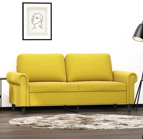 Canapea cu 2 locuri, galben, 140 cm, catifea