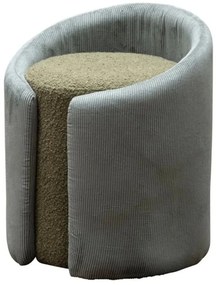 Taburet verde, rotund, din textil, Nasrine