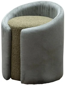Taburet verde, rotund, din textil, Nasrine